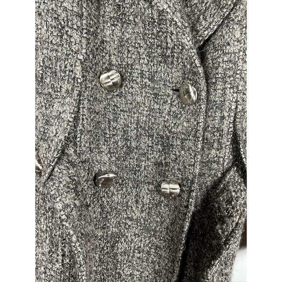 Calvin Klein Women’s Tweed Wool Belted Military Pea Coat size 10 Knit Collar - Picture 8 of 14
